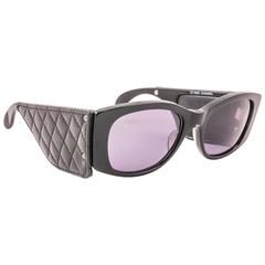 New Vintage Chanel Black Quilted Sides 1988 Sunglasses Made In France 2