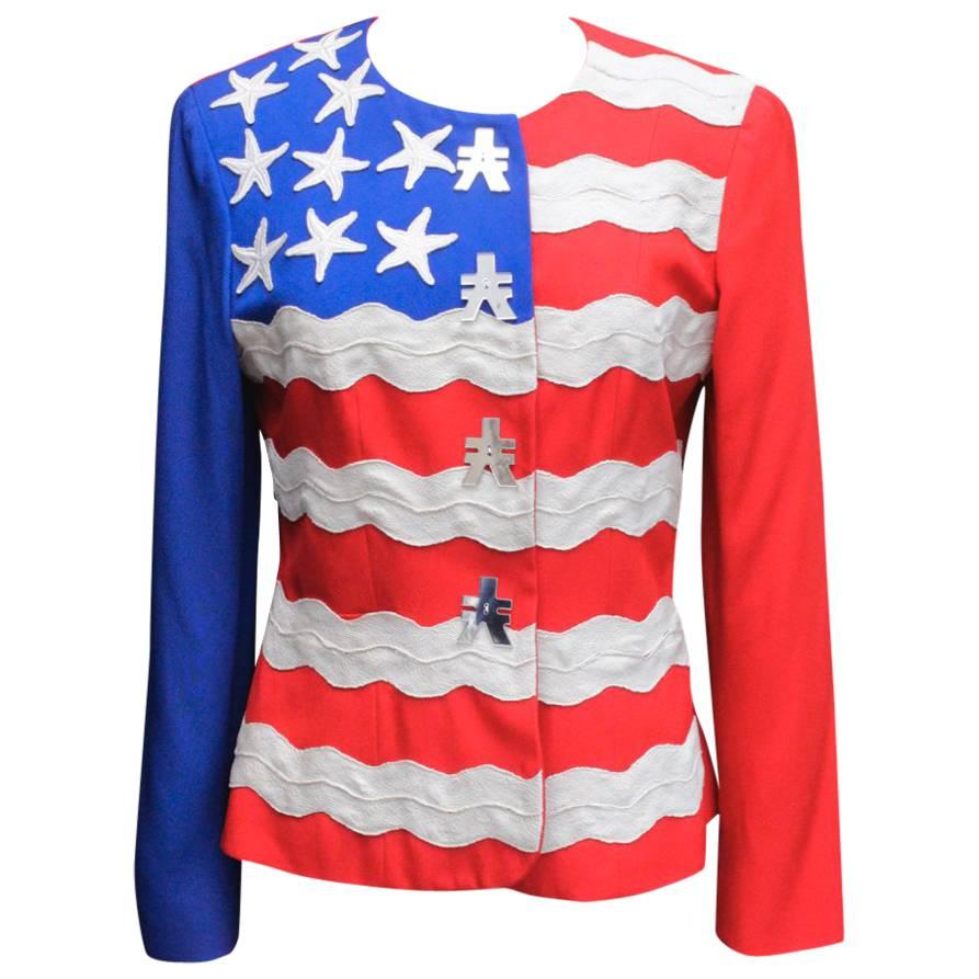 1994 Moschino American Flag Jacket For Sale