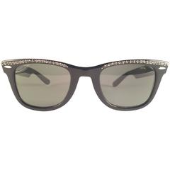 Vintage Ray Ban Wayfarer Black & Rhinestone Edition Rare Collector Sunglasses