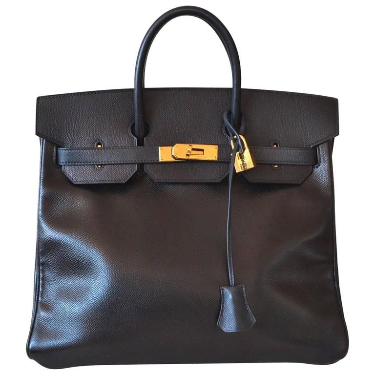 Hermes Birkin HAC 32 Courchevel Black at 1stDibs