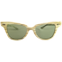 Vintage New Ray Ban 1960's Mint Green Mid Century Black G15 Lenses B&L USA Sunglasses