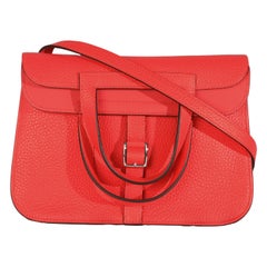 Hermès Rose Texas Clemence Halzan 25 PHW