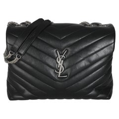 Saint Laurent Black Matelasse Calfskin Medium Loulou