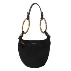 Chloé Black Suede Small Gold Bracelet Bag