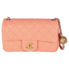 Chanel Coral Quilted Lambskin Mini Rectangular Pearl Crush Flap Bag