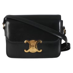 Celine - Teen Triomphe en cuir de veau noir brillant