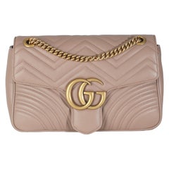 Gucci Porcelain Rose Calfskin Matelasse Medium GG Marmont Shoulder Bag