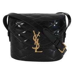 Saint Laurent Black Patent Matelasse Monogram June Box Bag
