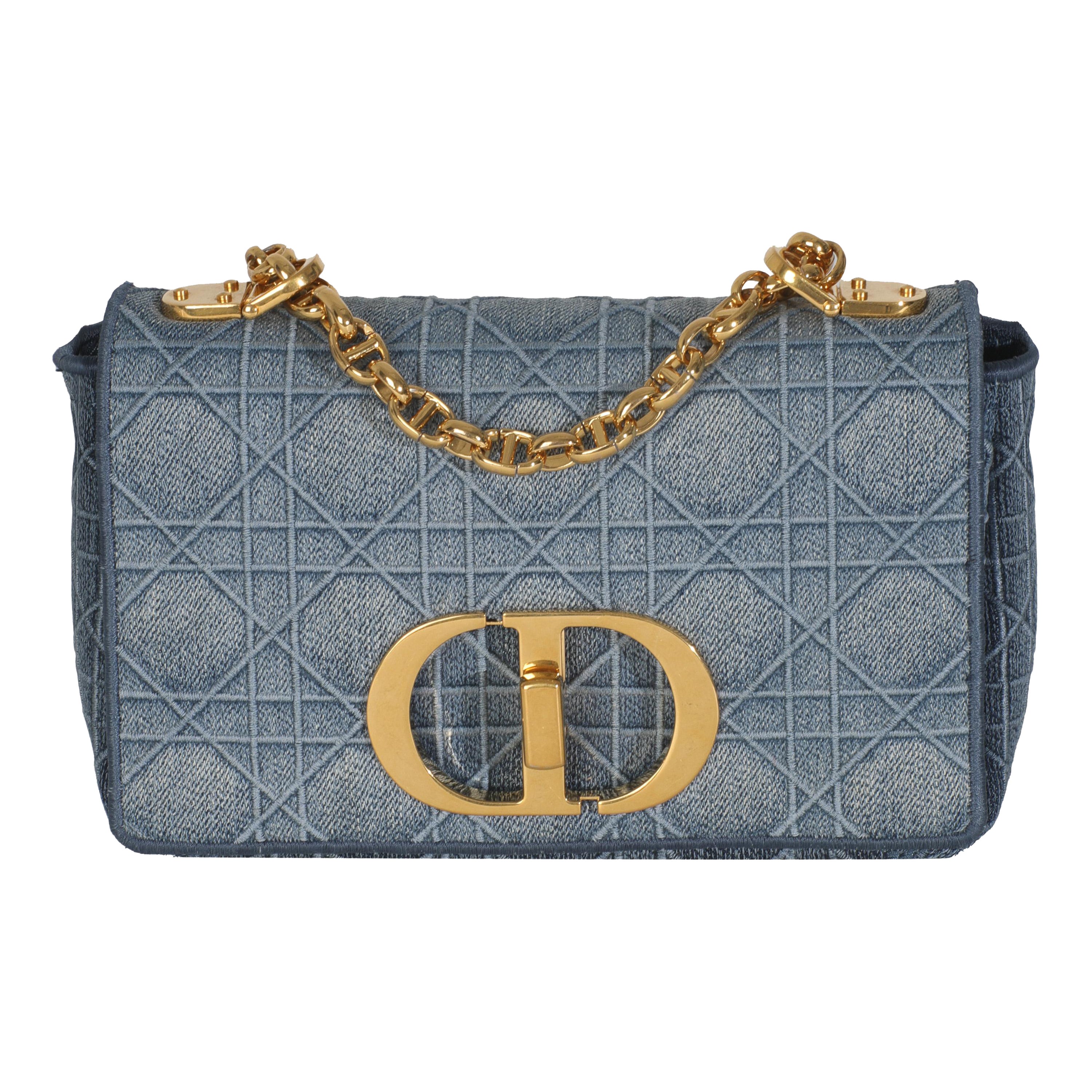 Christian Dior Blau Denim Cannage Kleine Caro Tasche im Angebot