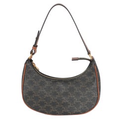 Celine Tan Calfskin Triomphe Canvas Ava Shoulder Bag