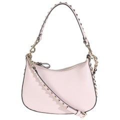 Valentino Water Lilac Grained Calfskin Rockstud Hobo Bag