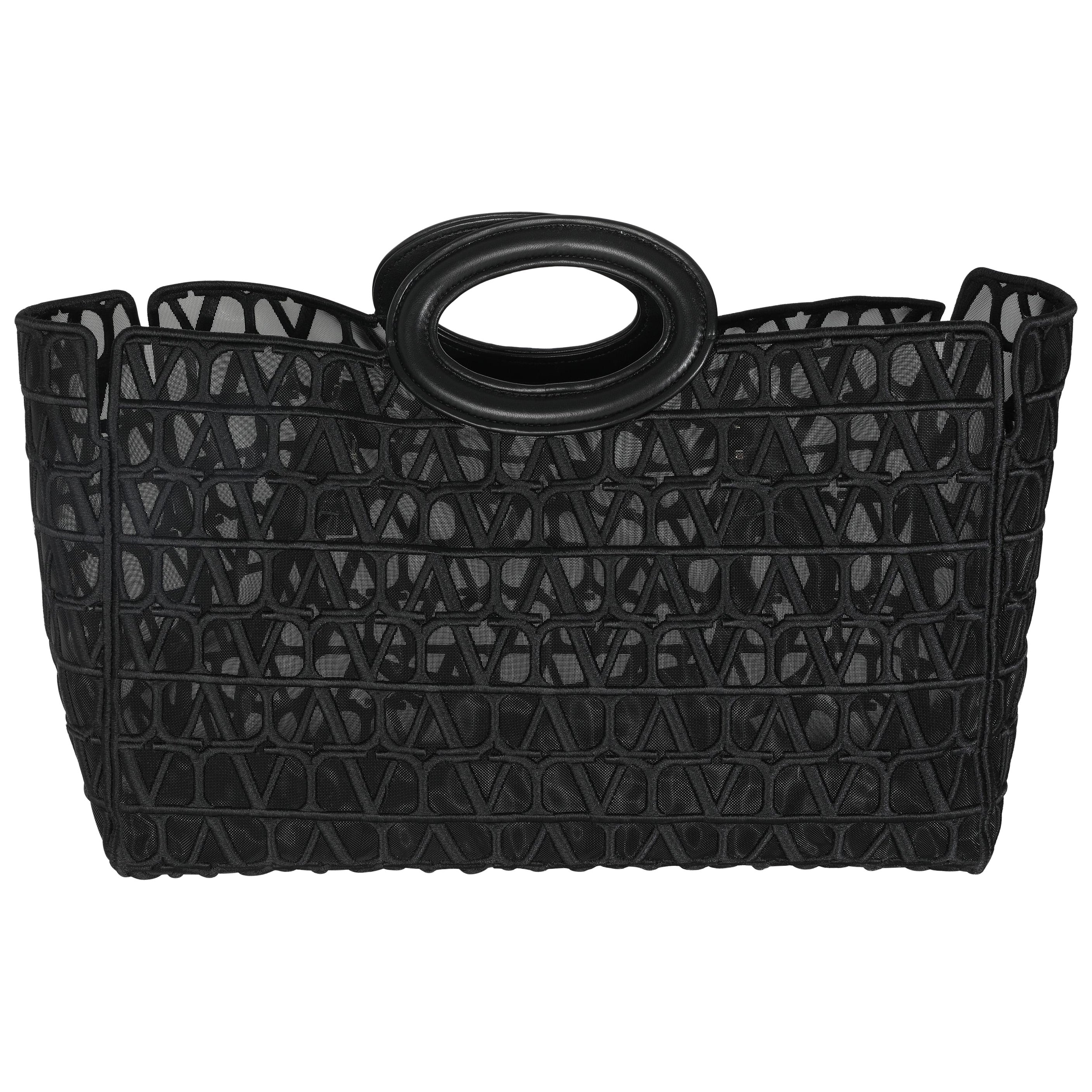 Bolso Tote Valentino Le Troisieme de tejido de malla negro