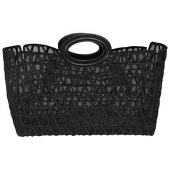 Valentino Black Mesh Fabric Le Troisieme Tote Bag