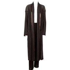 Issey Miyake vintage 1990s chocolate brown coat and trousers set 