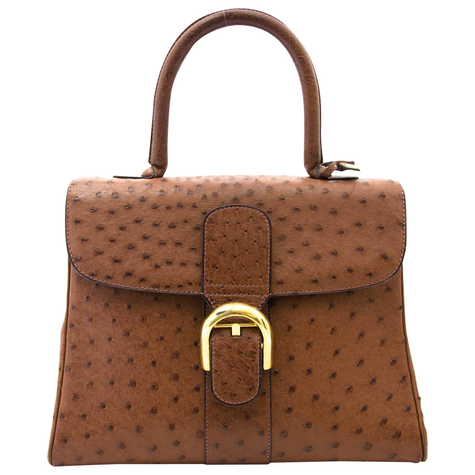 Delvaux Brillant MM Ostrich Tabac