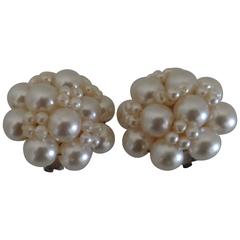 Vintage white faux Pearls Clip on Earrings 8