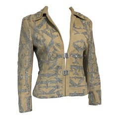 Valentino S/S 2005 Runway suede embroidered embellished beaded glitter jacket