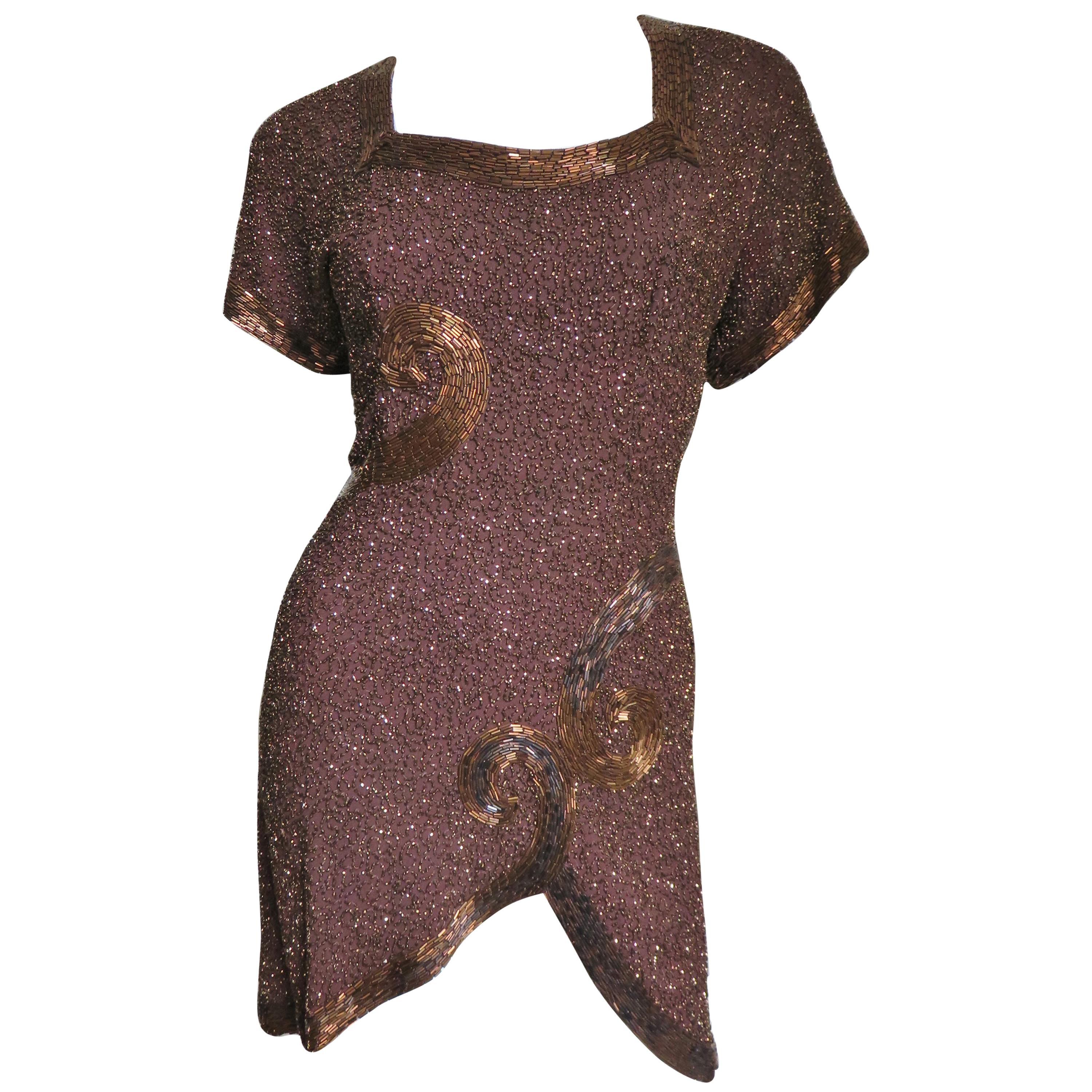 1940s Wilma New York Glass Beaded Tunic For Sale
