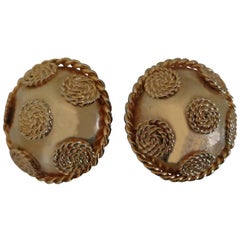 Gold Tone Circle Clip on Earrings