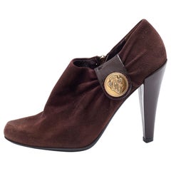 Gucci Stivaletti Hysteria in pelle scamosciata e vernice marrone misura 38