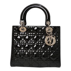 Dior Lady Medium Vintage Cannage Lucida Nera