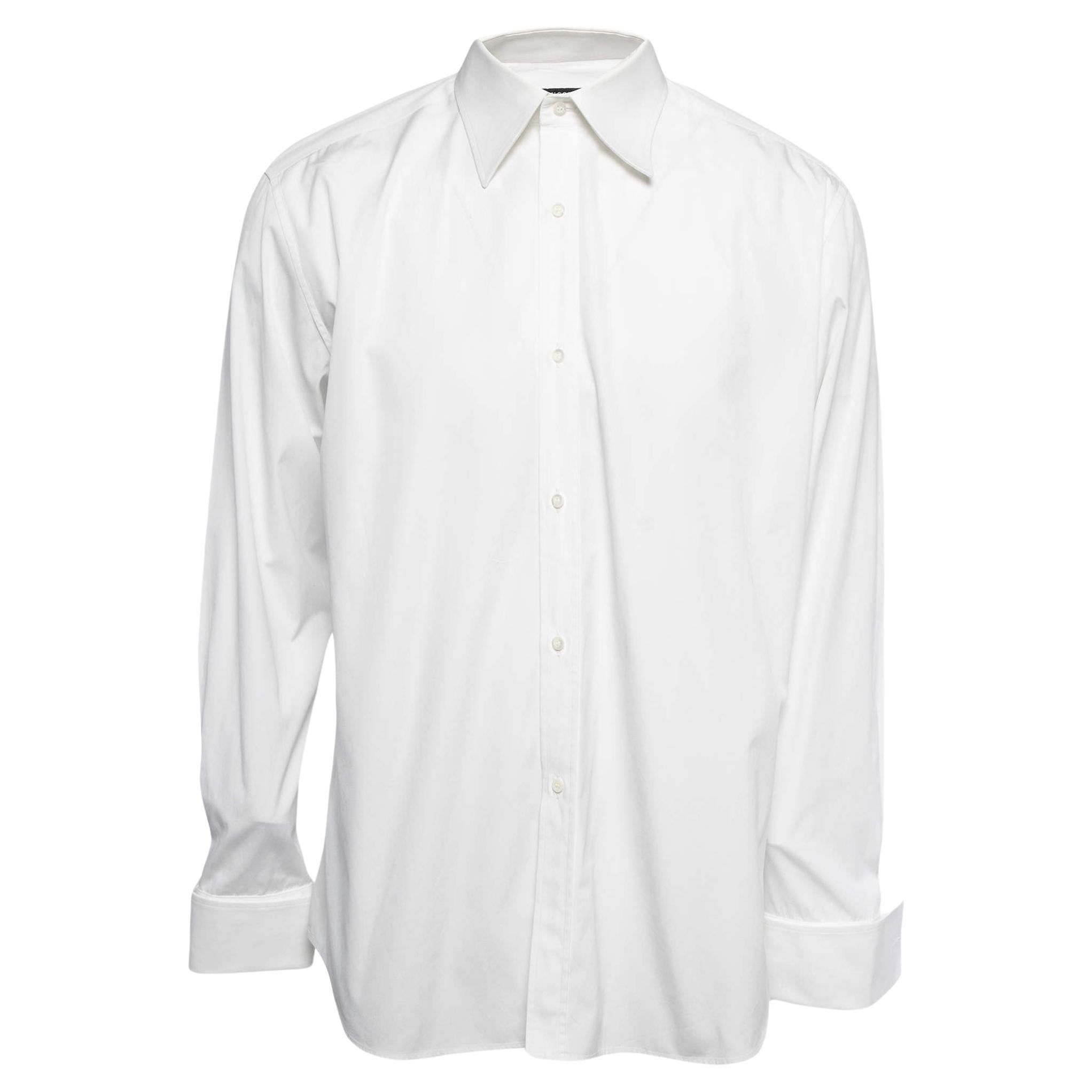 Gucci - Camicia con bottoni in cotone bianco 3XL in vendita
