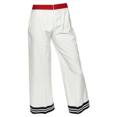 Moschino Cheap and Chic Pantaloni palazzo in cotone bianco con bordi a contrasto M. I.