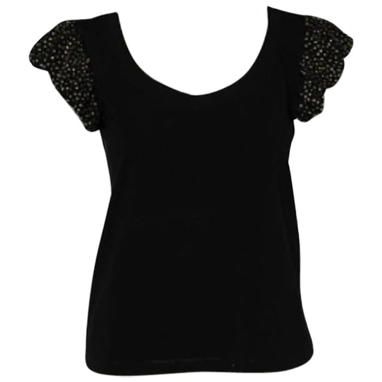 Love Moschino - Maglietta con maniche a sbuffo in maglia di cotone nera - M. M. T. I. in vendita