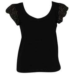 Love Moschino - Maglietta con maniche a sbuffo in maglia di cotone nera - M. M. T. I.