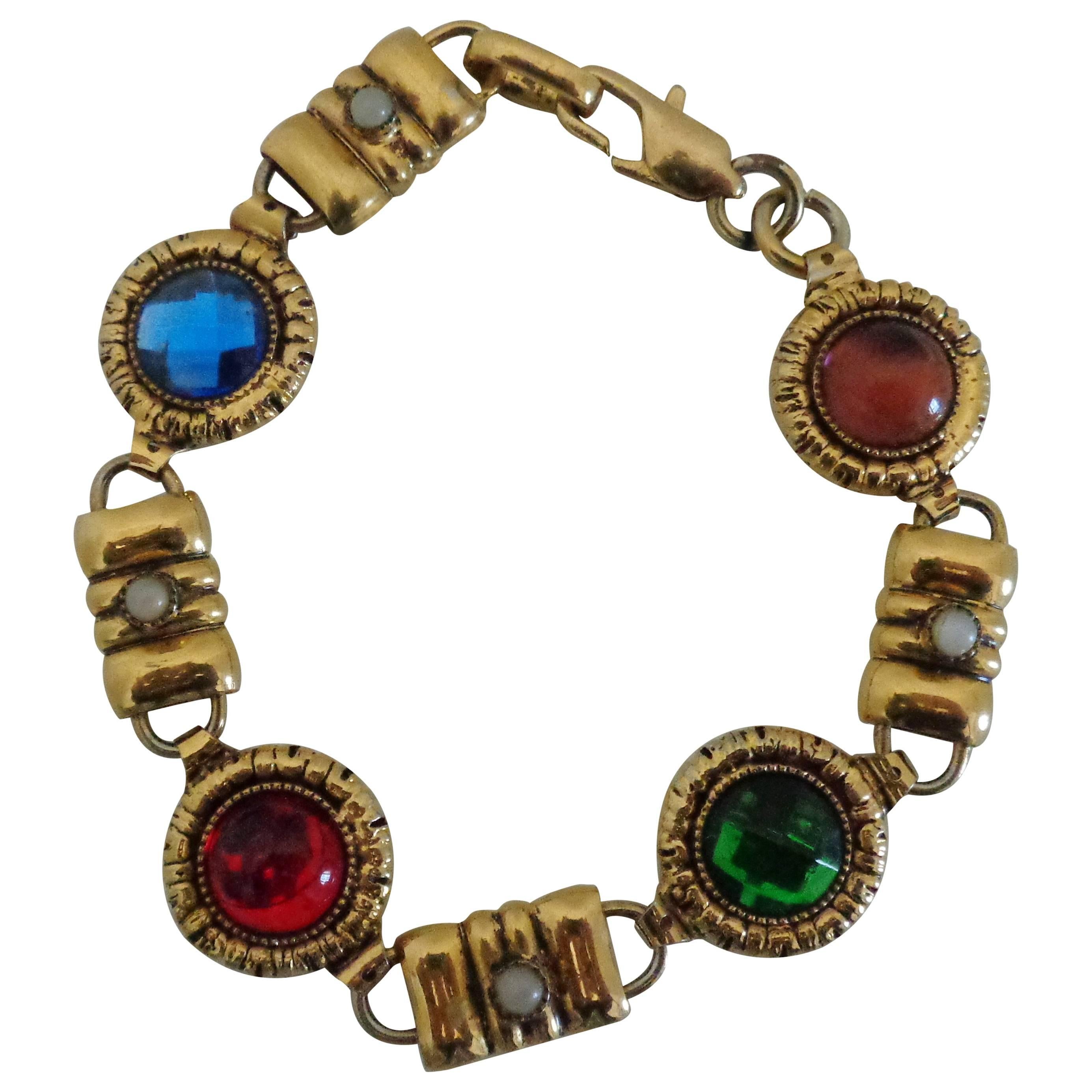 Gold Tone multicoloured Stones Bracelet