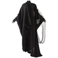 Ocimar Versolato Haute Couture robe en laine bouclée noire et dentelle tricotée, fw 1998