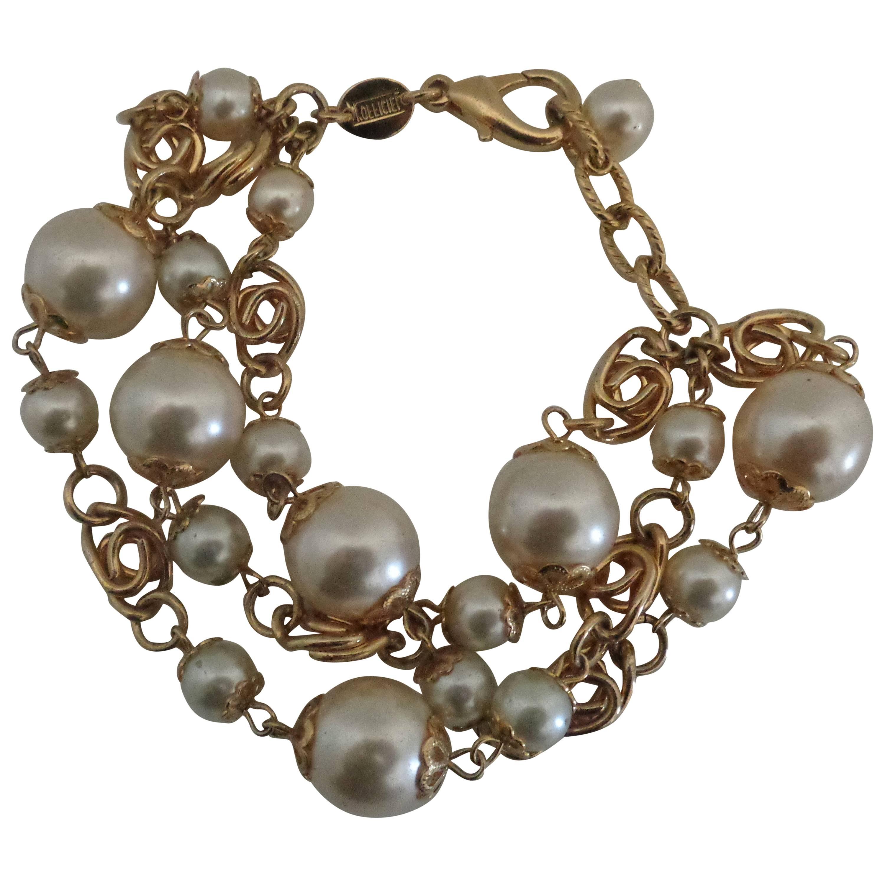 Officiel Gold tone Faux Pearls Bracelet