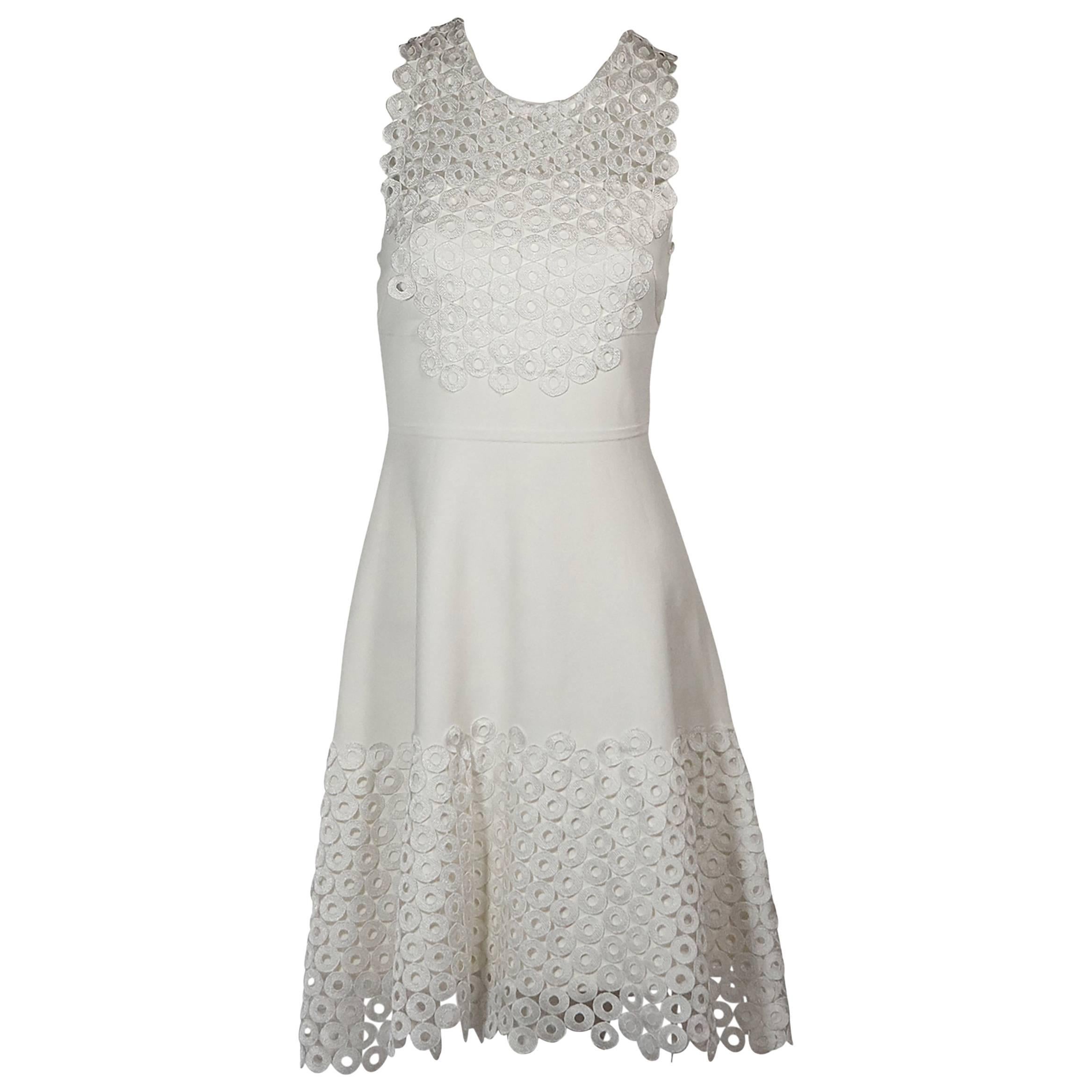 White Lela Rose Fit-and-Flare Dress