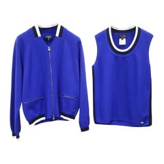 Chanel Cobalt Blue Viscose Set - Cardigan & Top - Sz 42/44