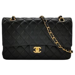 Chanel Timeless Classic Flap Medium Black Lambskin Leather Gold Hardware 2019