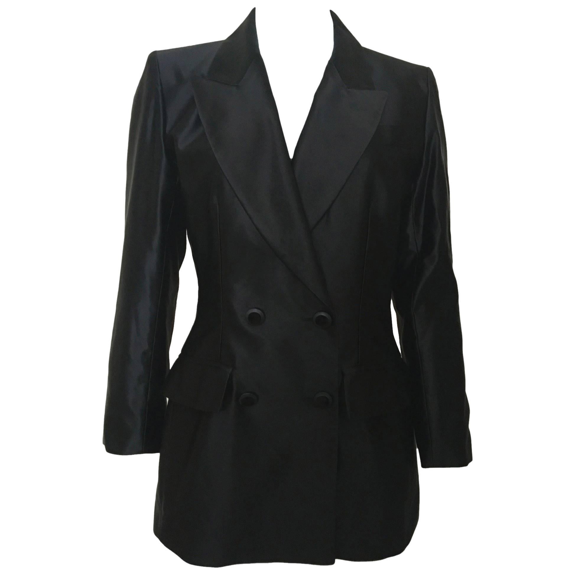 Yves Saint Laurent Black Satin Le smoking Blazer Tuxedo Jacket 