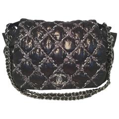 Chanel Puffy Black Nylon Raincoat Classic Flap Shoulder Bag 9