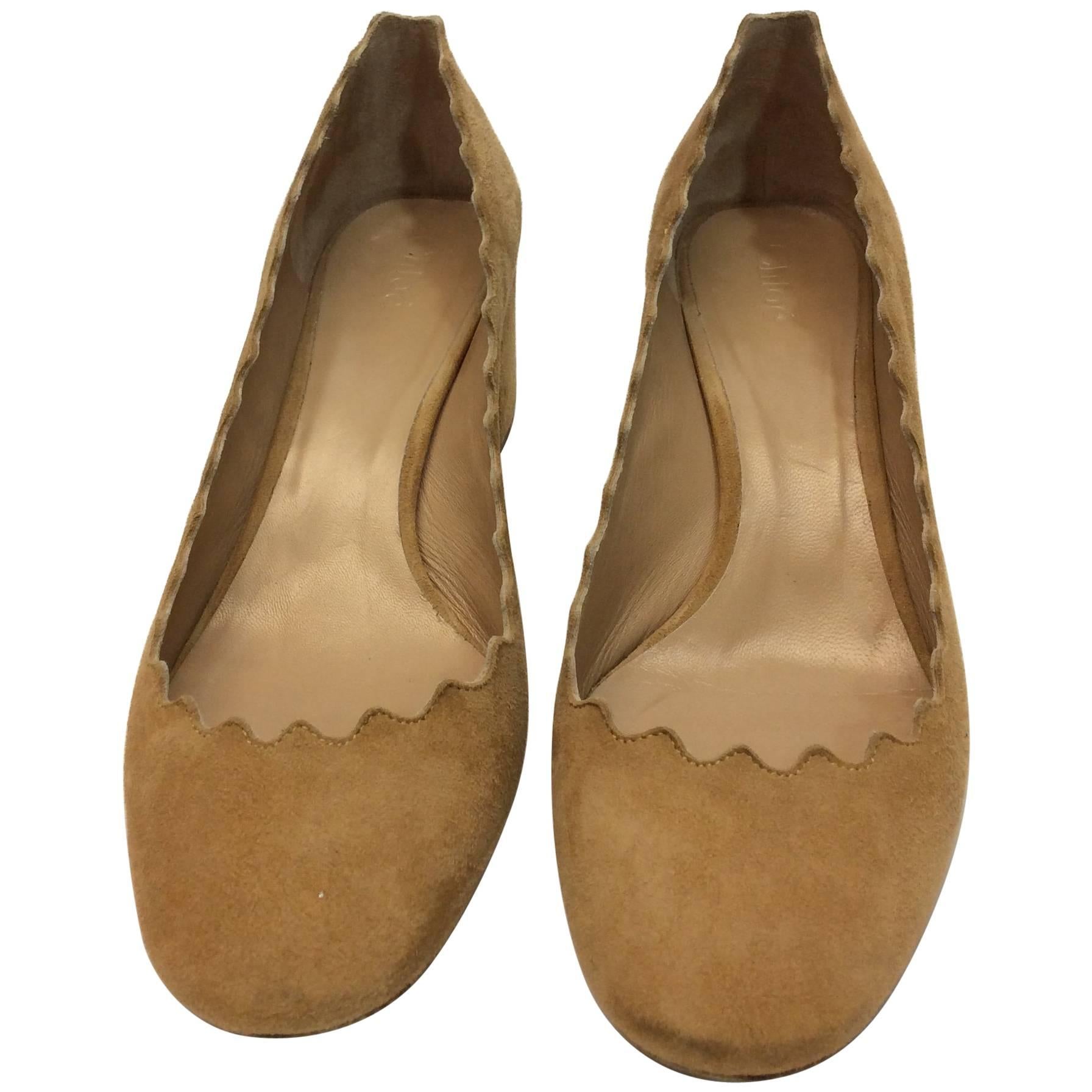 Chloe Suede Scalloped Heels For Sale