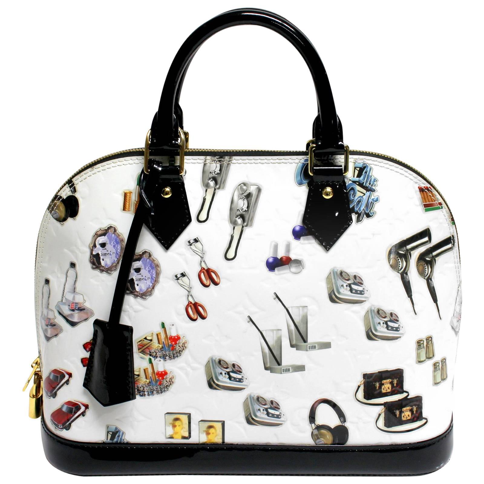 Louis Vuitton White Vernis Stickers Alma PM Bag For Sale