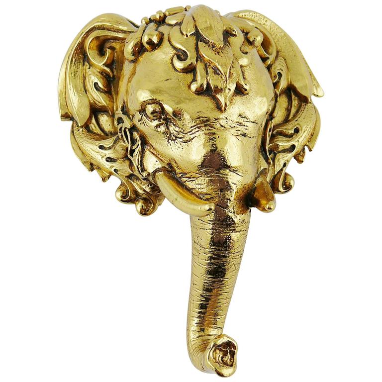 Christian Dior Boutique Vintage Rare Massive Elephant Head Brooch