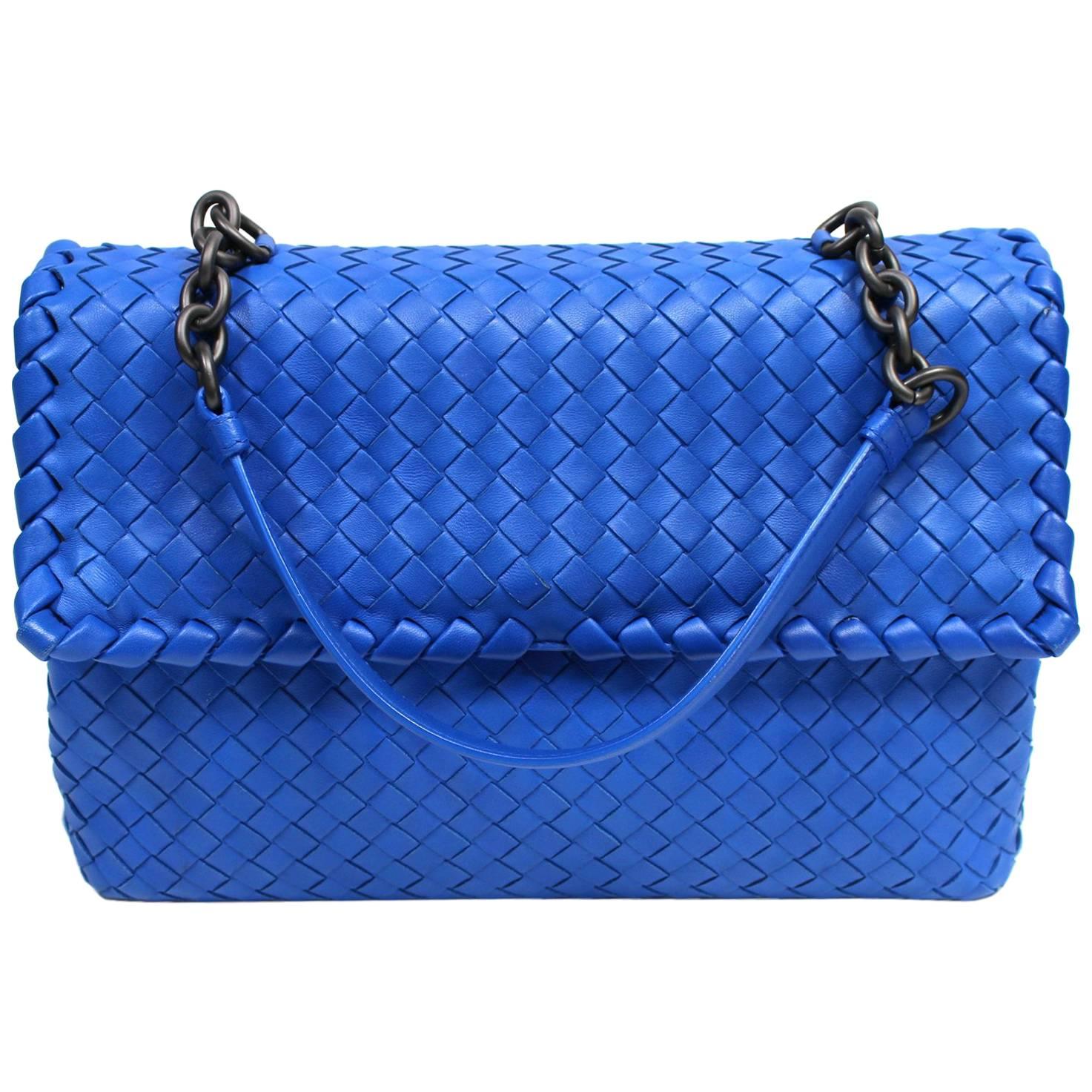 Bottega Veneta Royal Blue Medium Olimpia Bag For Sale