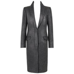 ALEXANDER McQUEEN A/W 1998 "Joan" Long Black Genuine Leather Coat Overcoat