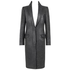 ALEXANDER McQUEEN A/W 1998 "Joan" Long Black Genuine Leather Coat Overcoat 9