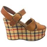 1960er Jahre Qualität Craft Burlap Plaid Keil Plateaus