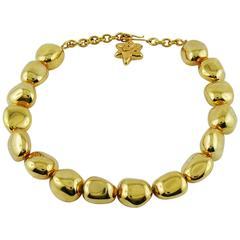 Christian Lacroix Vintage Gold Toned Nuggets Necklace 8