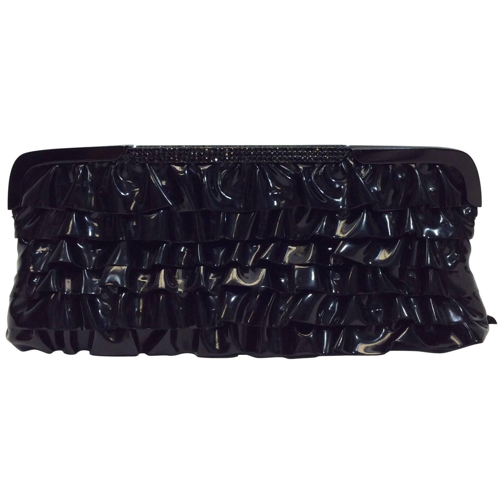 Valentino Patent Leather Ruffle Clutch For Sale