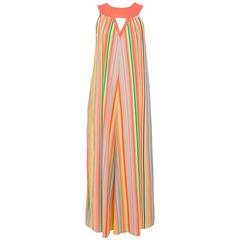 Vintage 1970s Yves Saint Laurent Striped Terry Cloth Summer/Beach Dress 6