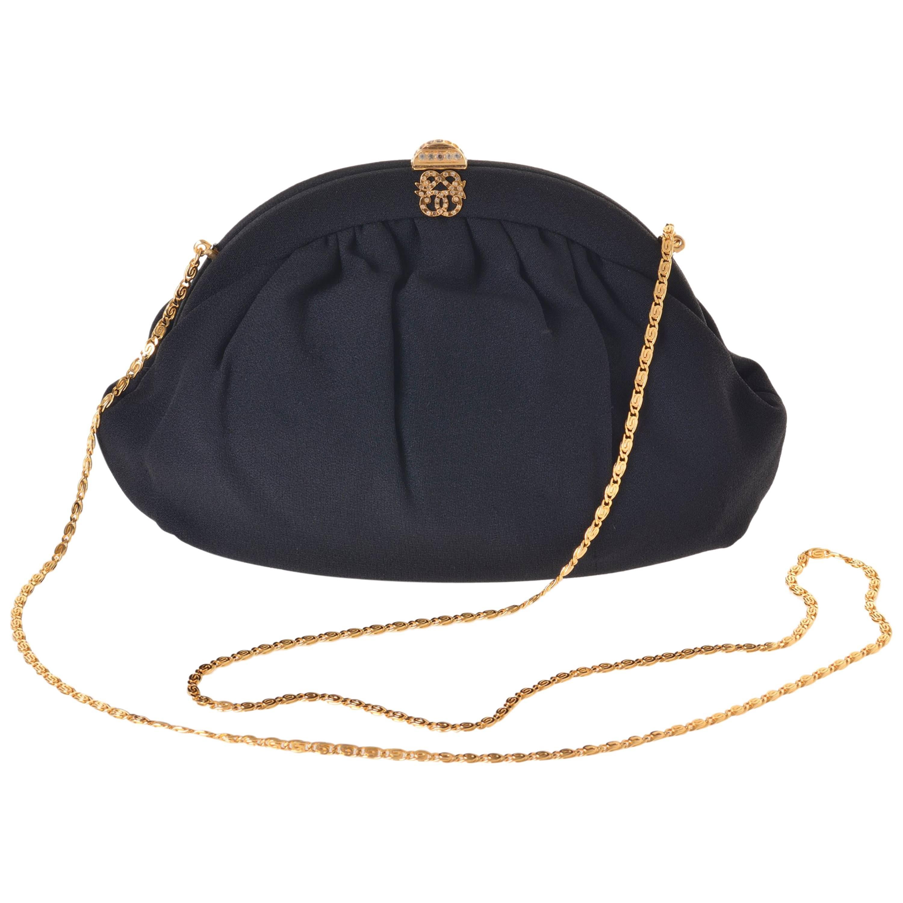 1950s PIROVANO Italian Couture Black Silk Purse Handbag