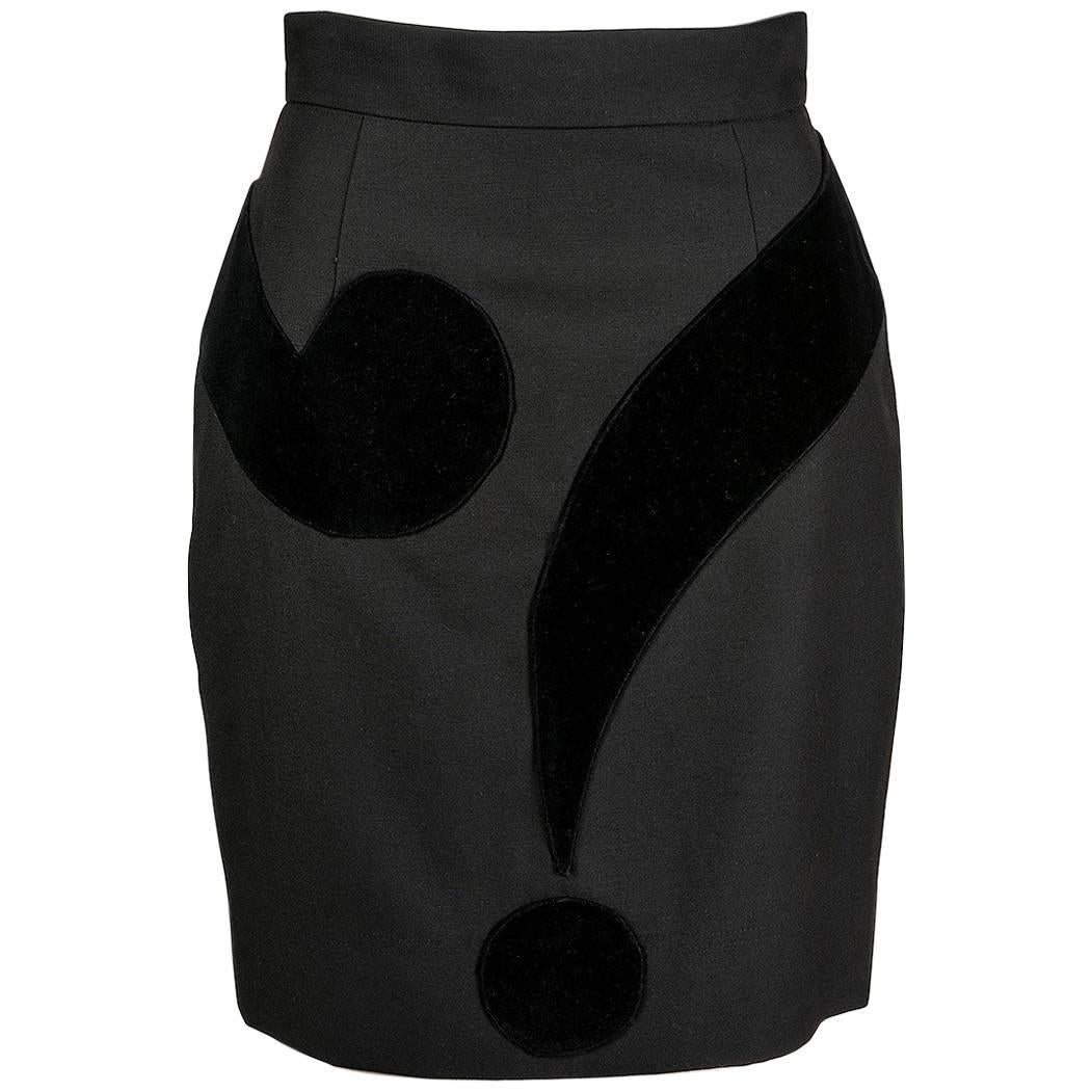 Moschino Cheap and Chic question mark black skirt, 1990s