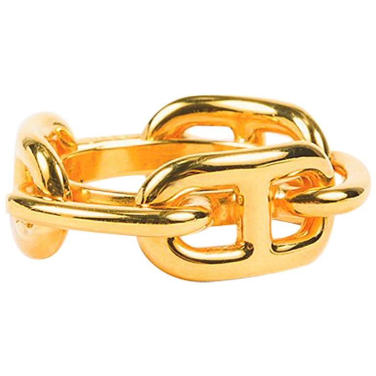 Hermes Gold Plated Chain Link "Regate" Scarf Ring
